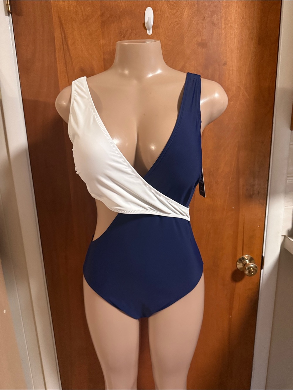 NWT Blooming Jelly Navy One-Piece Swimsuit with Wrap Detail